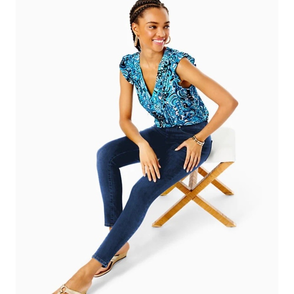 Lilly Pulitzer Eagan High Rise Super Skinny Blue Denim Jeans Bennet Wash Women 6